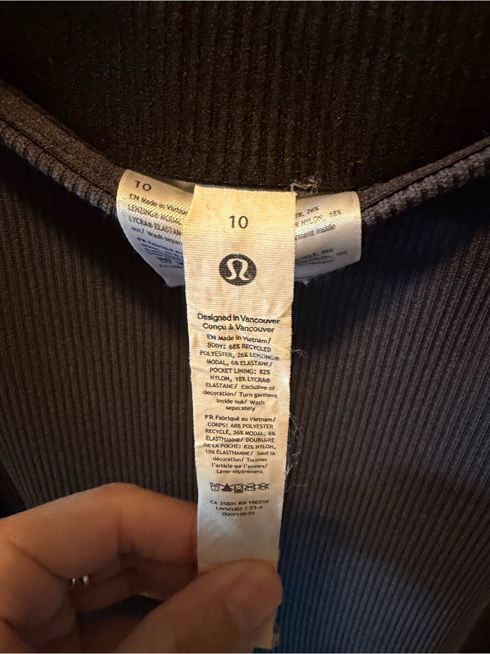 Lululemon Brushed Softstreme Ribbed Zip Flared Pant 32.5"Black size 10 - Picture 3 of 6